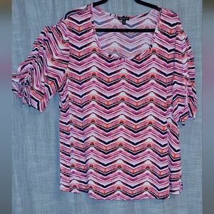 Sami & Jo 2X Chevron Patterned Pink Top